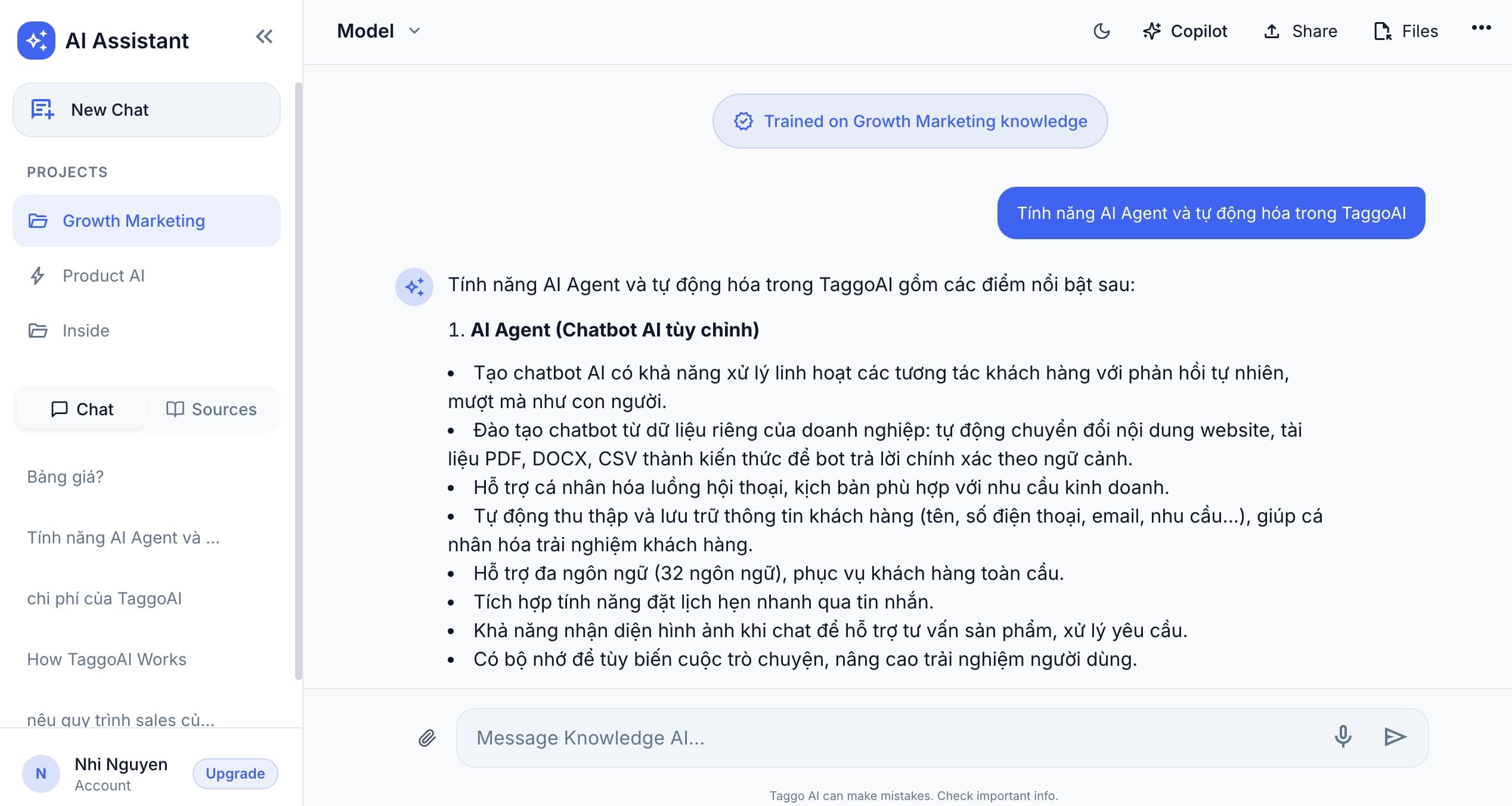 TaggoAI AI Workspace App Interface