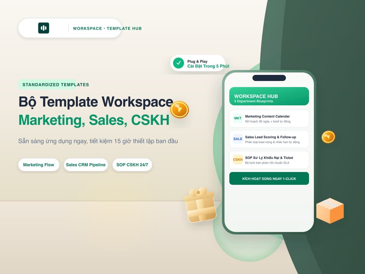 Bộ Template Workspace AI Chuẩn Hóa Cho Team Marketing, Sales & Chăm Sóc Khách Hàng