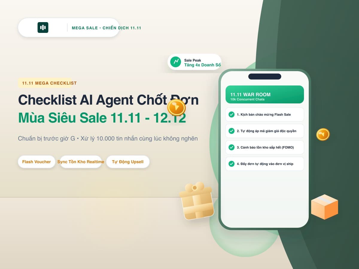 Checklist Toàn Diện Cài Đặt AI Agent Chốt Đơn Tự Động Cho Mùa Siêu Sale 11.11 & 12.12