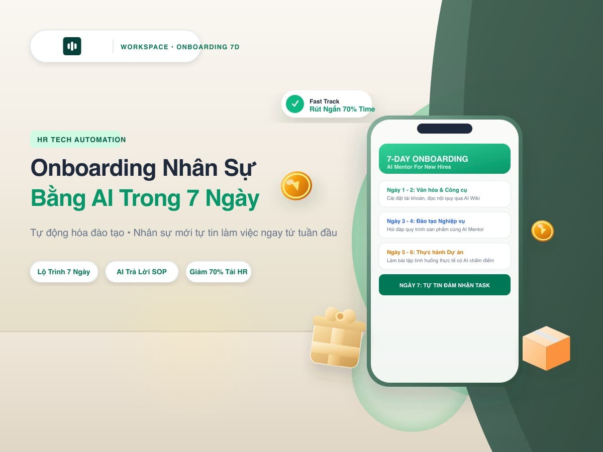 Quy Trình Onboarding Nhân Sự Mới Bằng AI Trong 7 Ngày: Tự Động Hóa 100% Đào Tạo & Rút Ngắn Thử Việc