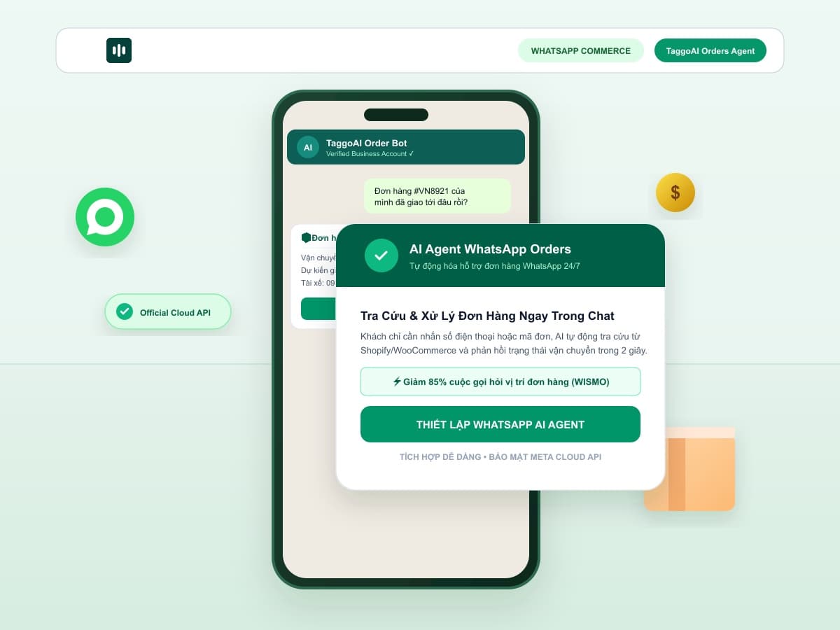 Cách thiết lập AI Agent hỗ trợ đơn hàng trên WhatsApp Business: Tự động tra cứu và xử lý 24/7