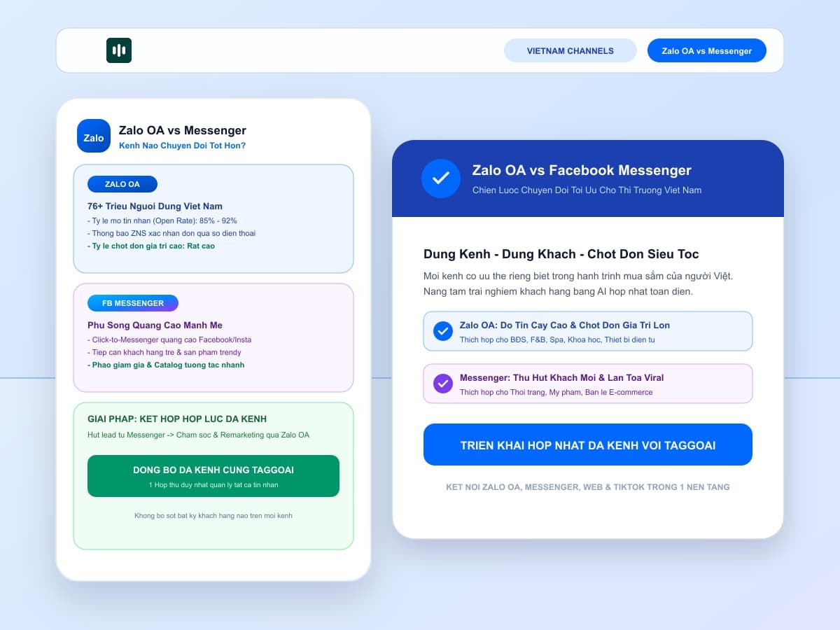 Zalo OA vs Facebook Messenger: Kênh Nào Đem Lại Tỷ Lệ Chuyển Đổi Cao Hơn Tại Thị Trường Việt Nam?