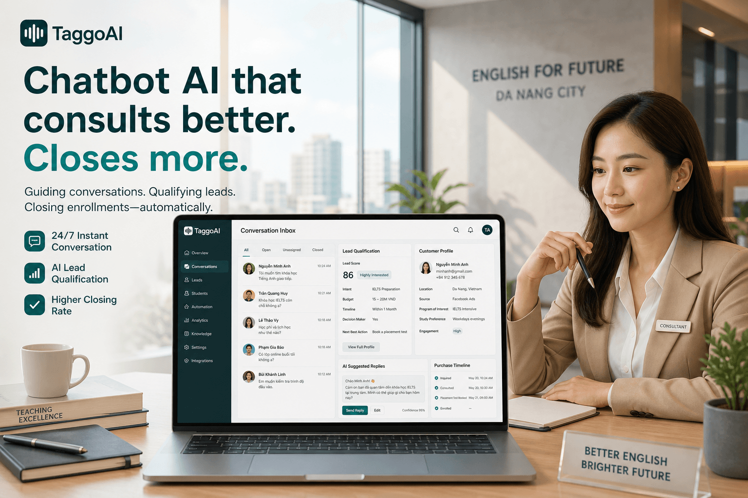 Hướng dẫn chi tiết cách sử dụng chatbot AI để tự động hóa tư vấn và chốt đơn cho trung tâm ngoại ngữ