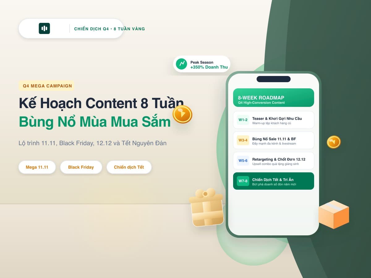 Kịch Bản & Kế Hoạch Content 8 Tuần Cao Điểm Cuối Năm: Bùng Nổ Doanh Số Cùng Taggo AI