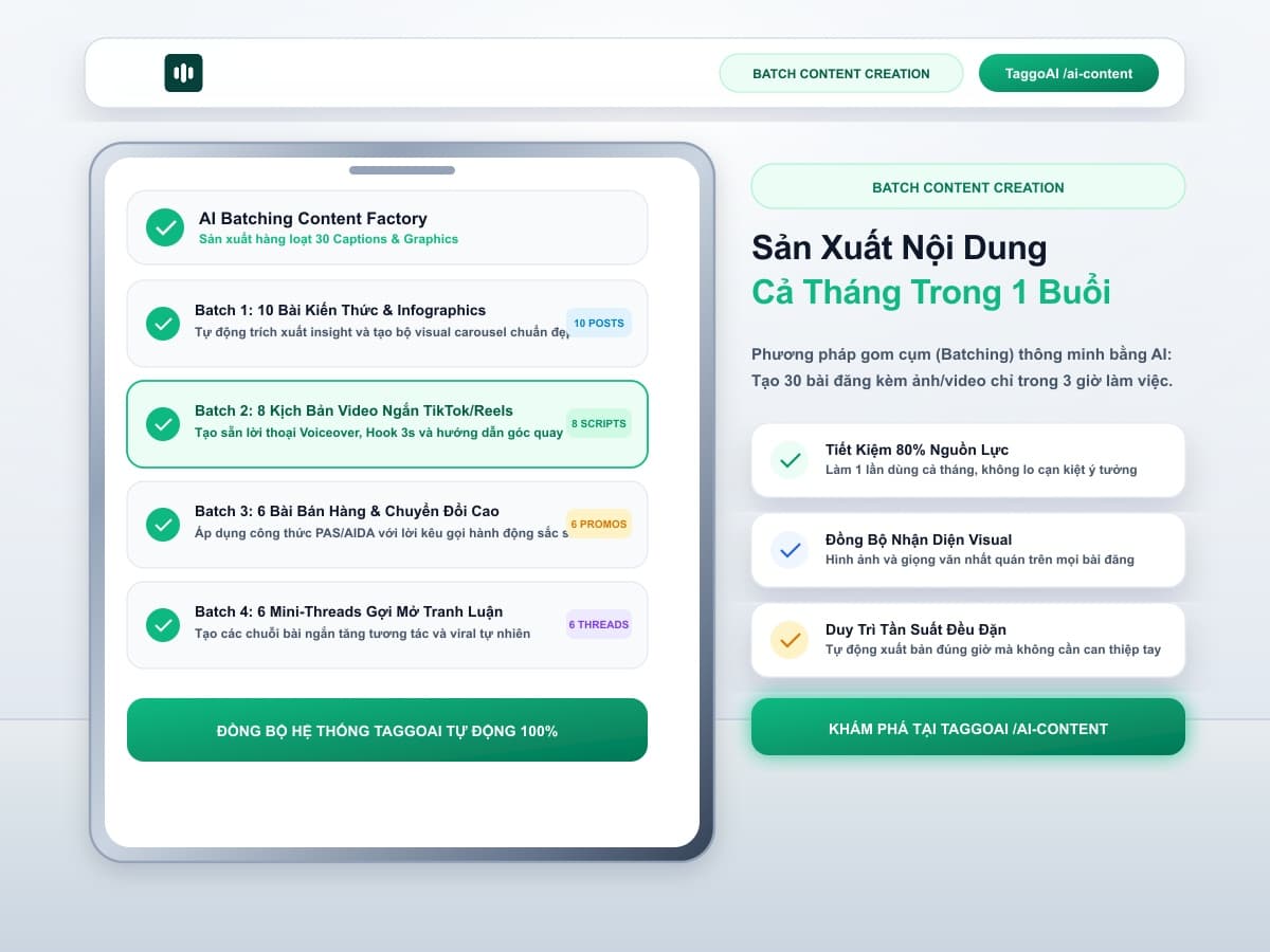 Bí Quyết Sản Xuất Hàng Loạt (Batch-Creation) Nội Dung Mạng Xã Hội Cho Cả Tháng Bằng AI