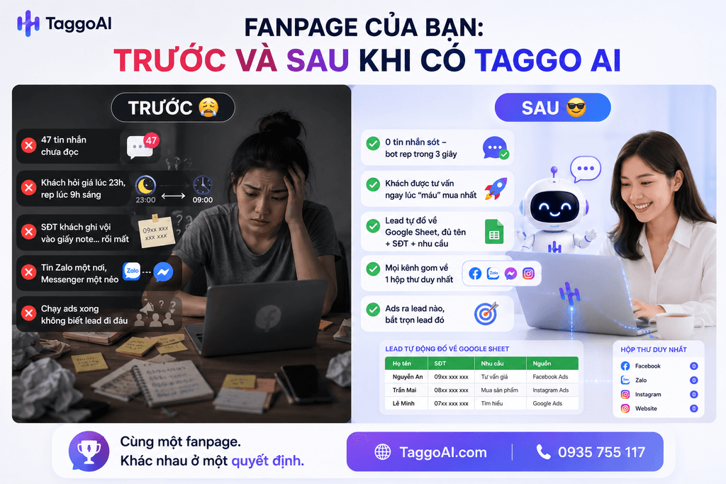 FANPAGE CỦA BẠN: TRƯỚC VÀ SAU KHI CÓ TAGGO AI
