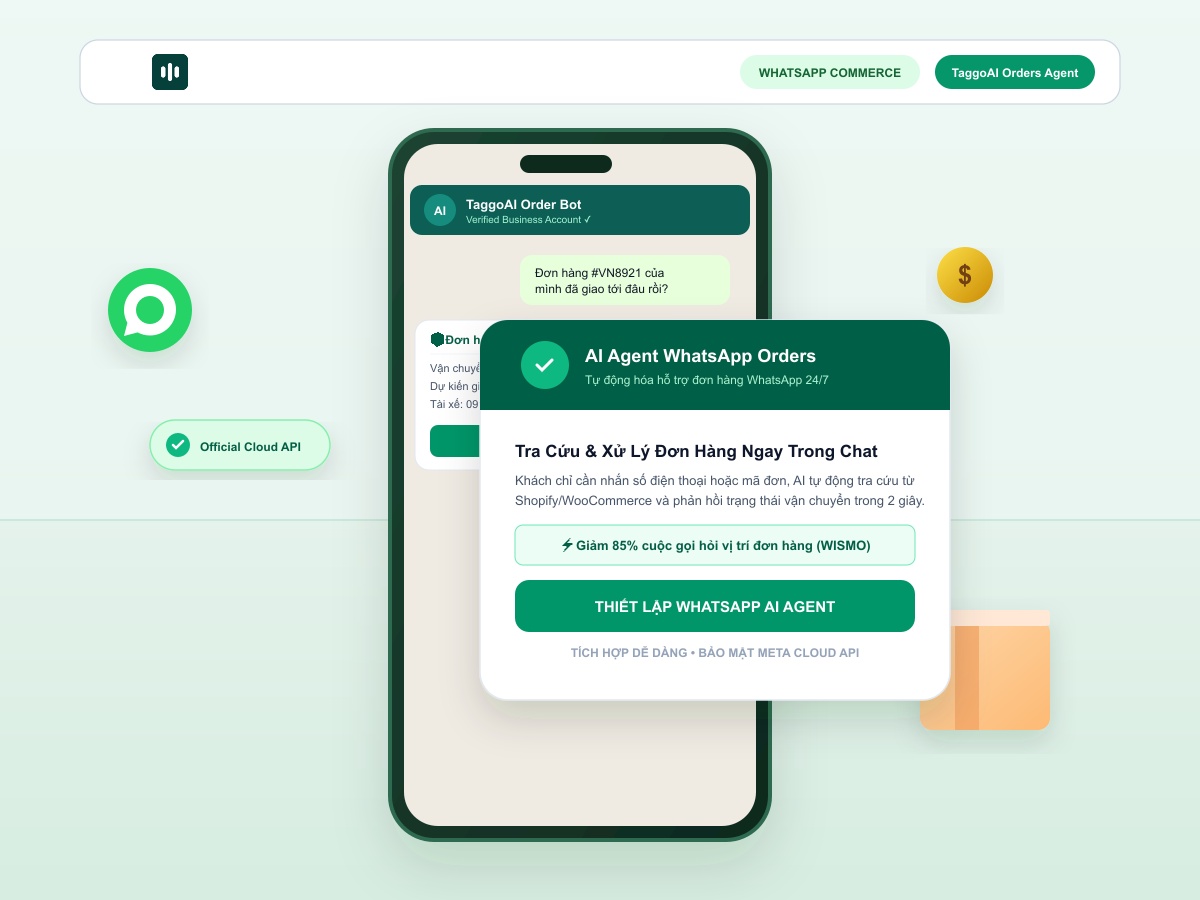 Cách thiết lập AI Agent hỗ trợ đơn hàng trên WhatsApp Business: Tự động tra cứu và xử lý 24/7