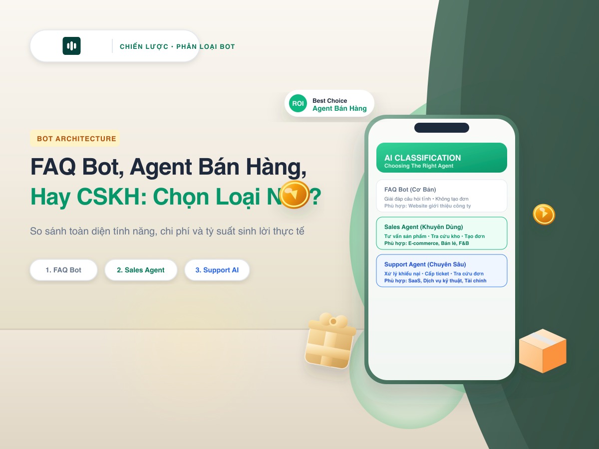 So Sánh FAQ Bot, AI Agent Bán Hàng & CSKH: Doanh Nghiệp Nên Chọn Loại Nào Tối Ưu Doanh Thu?