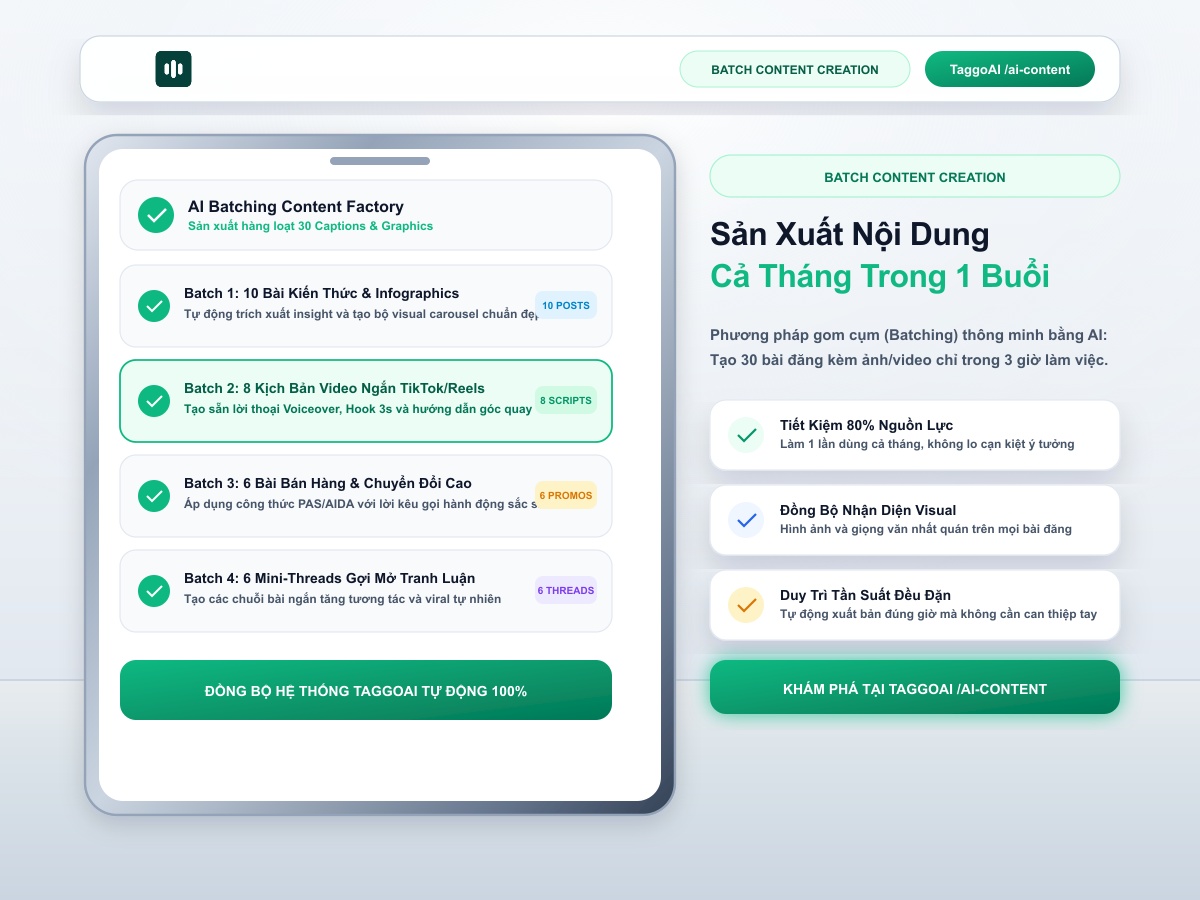 Bí Quyết Sản Xuất Hàng Loạt (Batch-Creation) Nội Dung Mạng Xã Hội Cho Cả Tháng Bằng AI