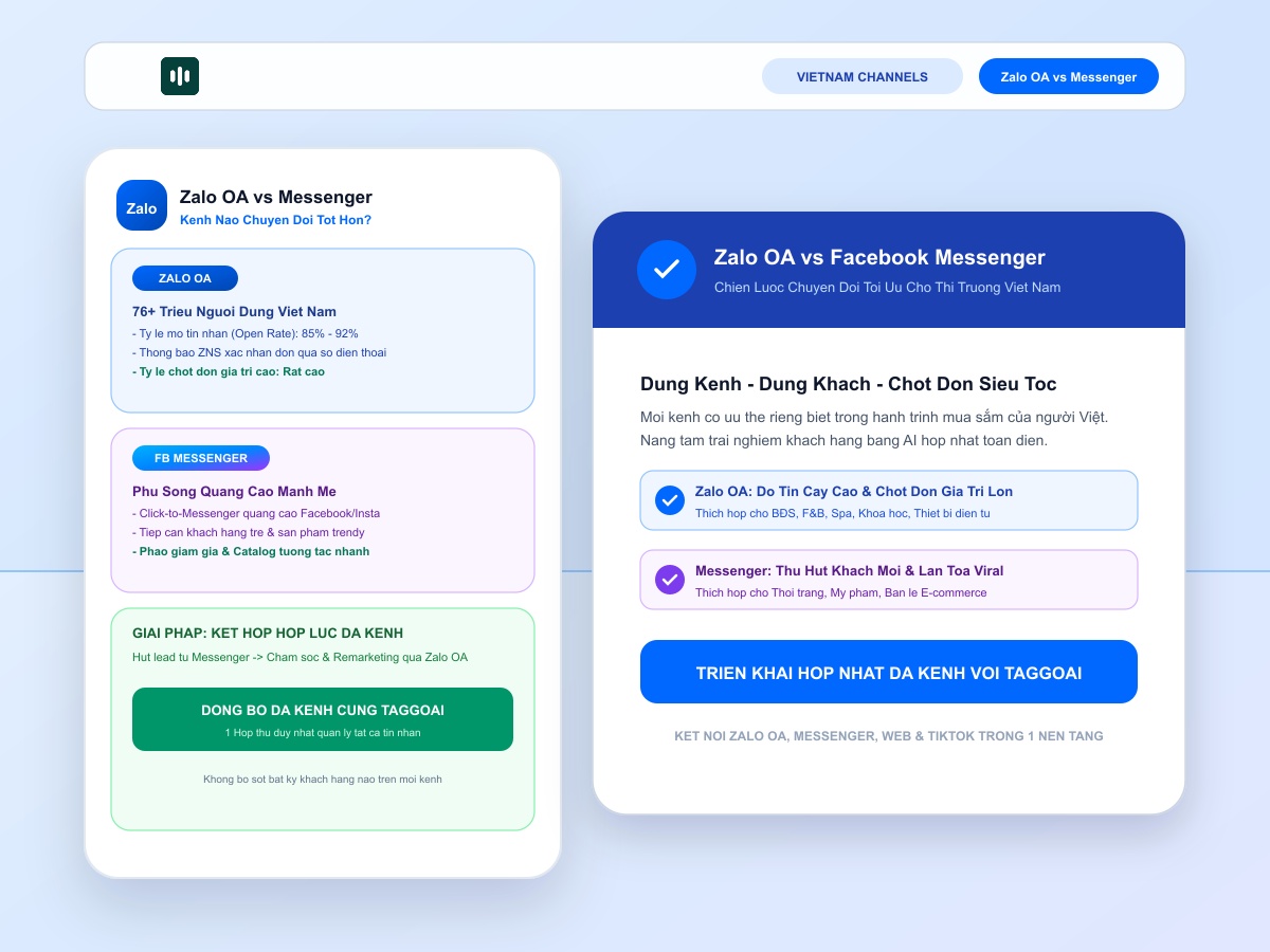 Zalo OA vs Facebook Messenger: Kênh Nào Đem Lại Tỷ Lệ Chuyển Đổi Cao Hơn Tại Thị Trường Việt Nam?
